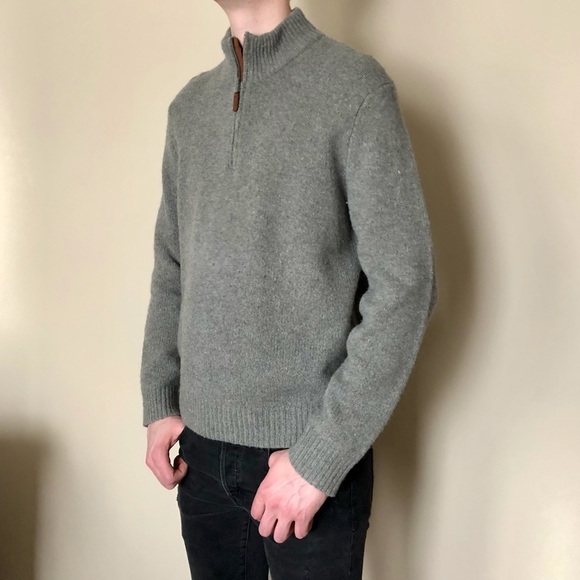 Polo Ralph Lauren Grey Quarter-Zip Sweater VINTAGE - Picture 2 of 5